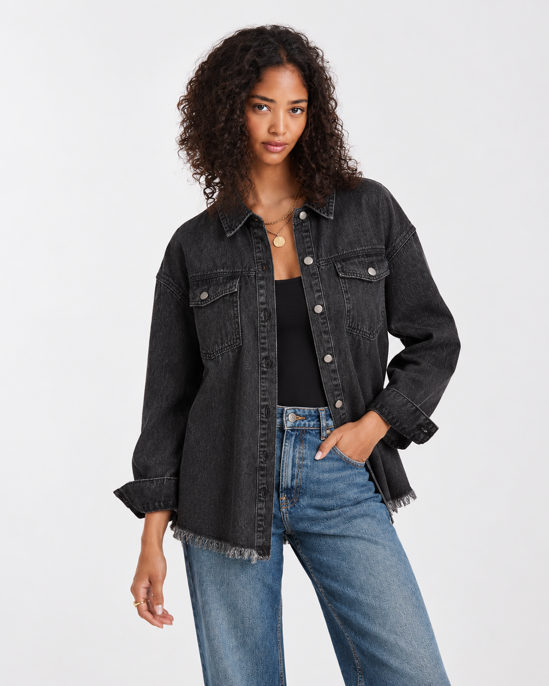 Siena Distressed Frayed Denim Jacket