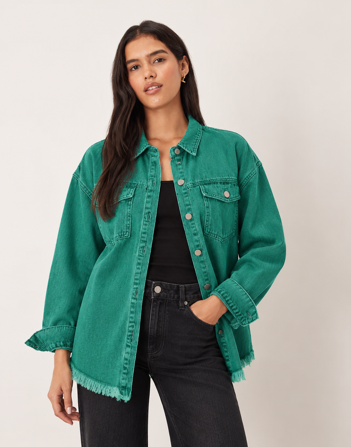 Siena Distressed Frayed Denim Jacket
