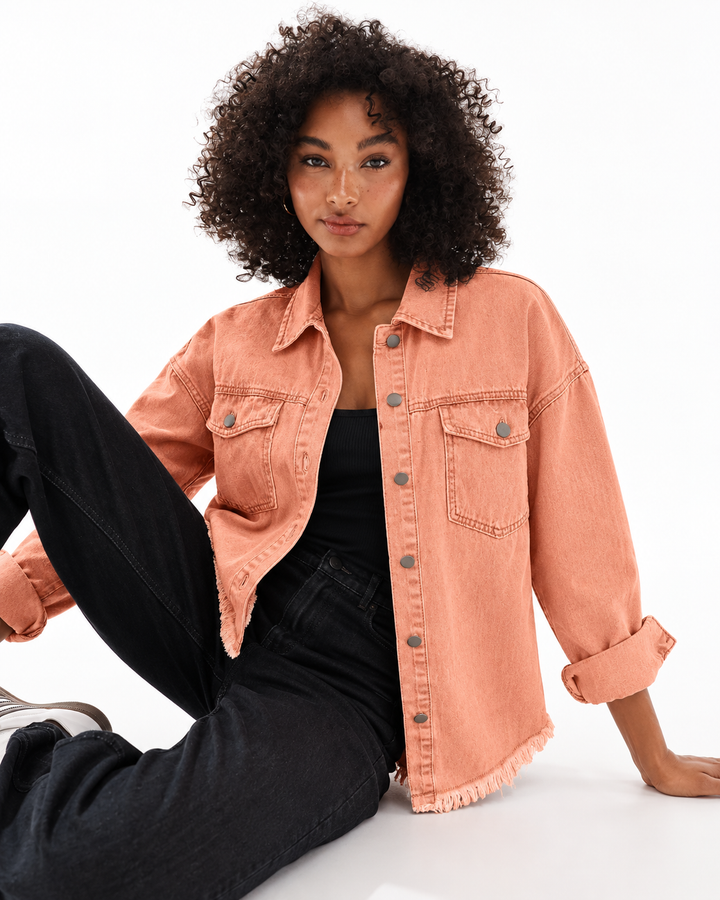 Siena Distressed Frayed Denim Jacket