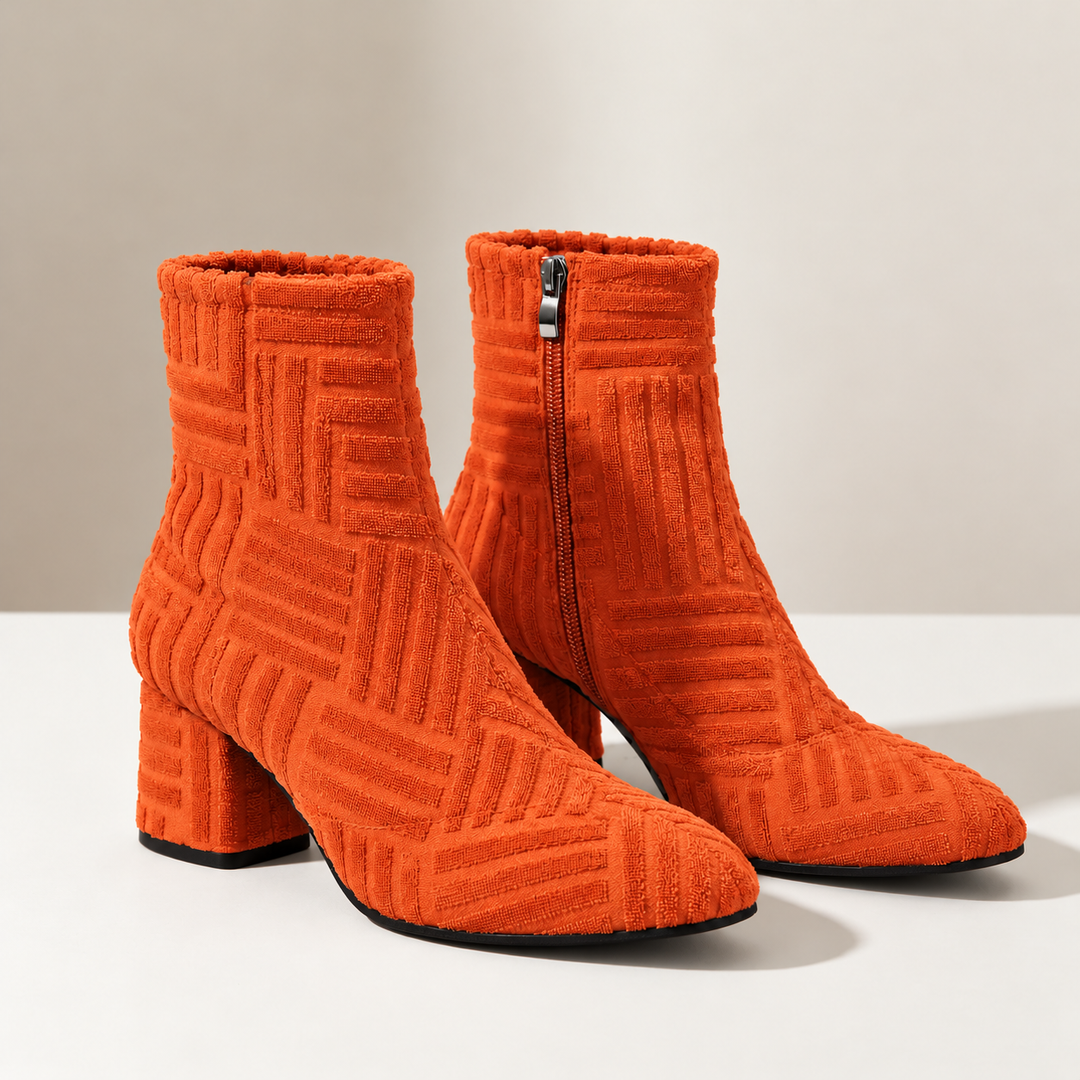 Sorrento Textured Block Heel Ankle Boots