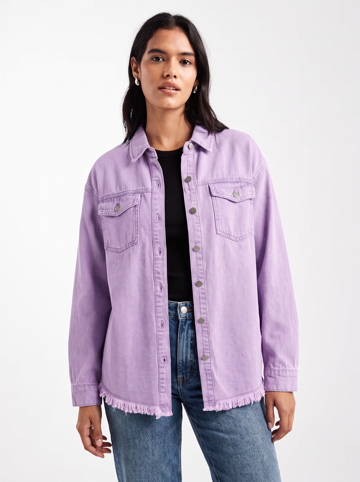 Siena Distressed Frayed Denim Jacket