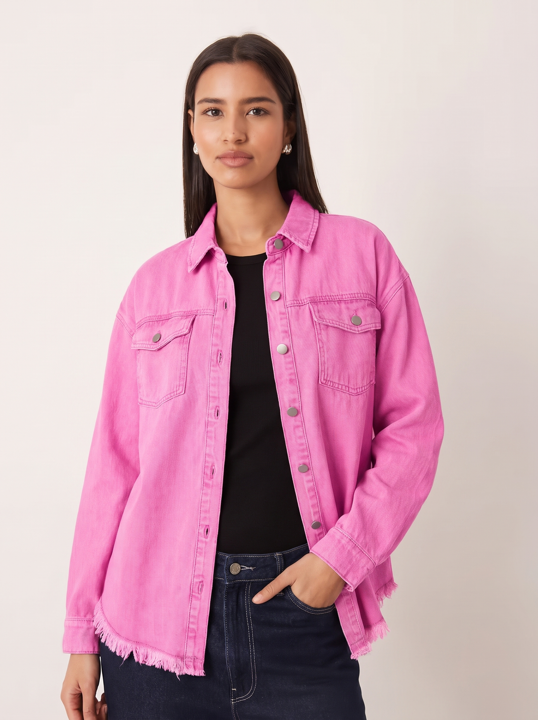 Siena Distressed Frayed Denim Jacket
