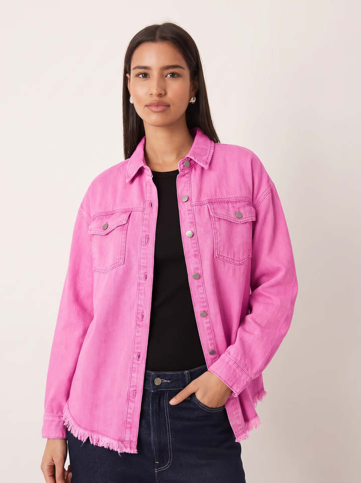 Siena Distressed Frayed Denim Jacket