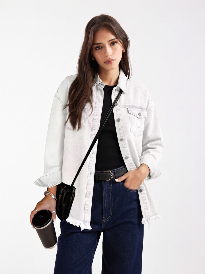 Siena Distressed Frayed Denim Jacket