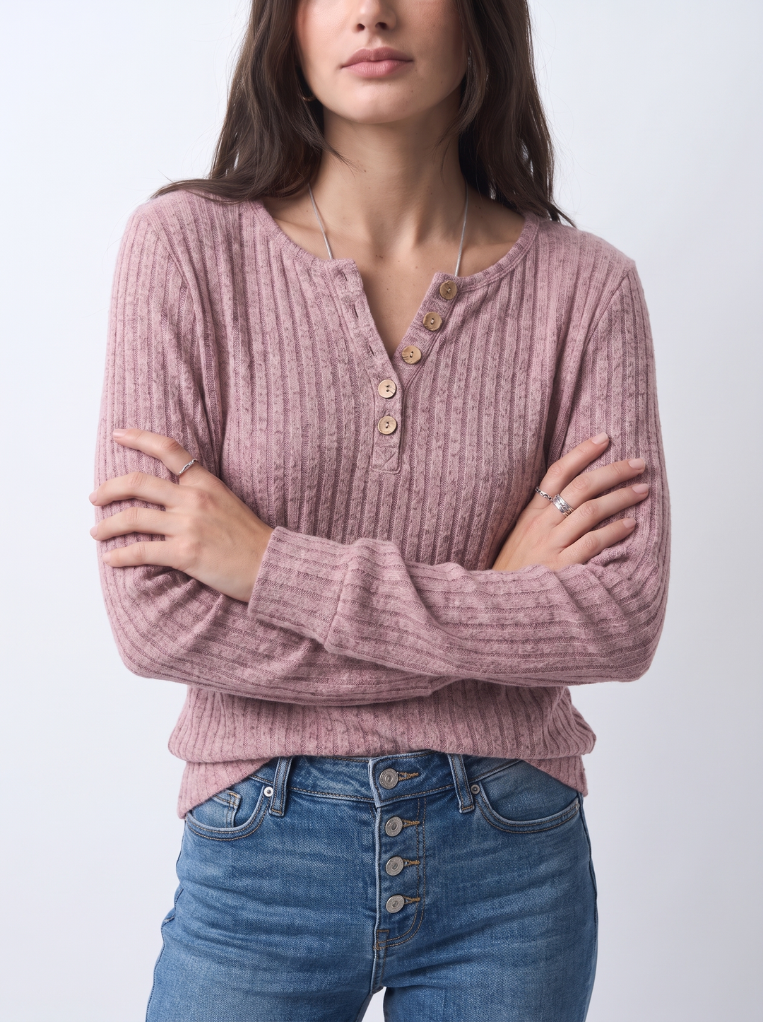 Lucca Ribbed Henley Top