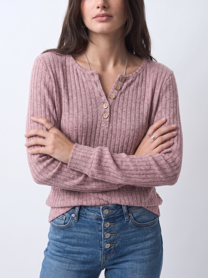 Lucca Ribbed Henley Top