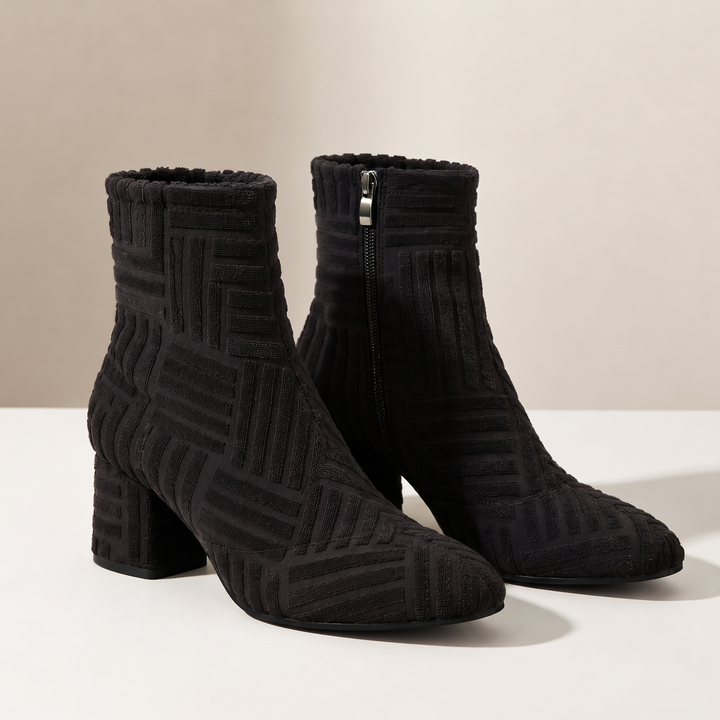 Sorrento Textured Block Heel Ankle Boots