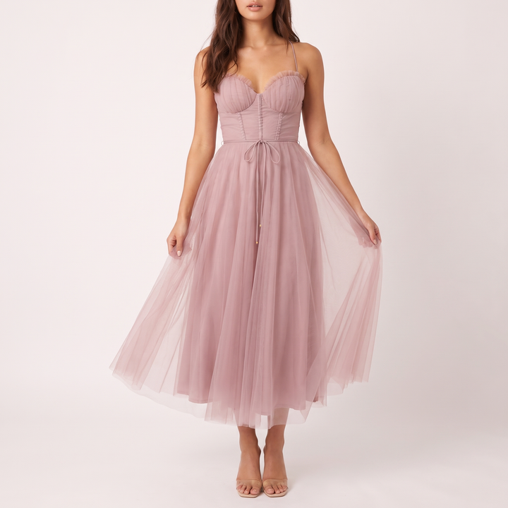 Siena Sweetheart Corset Tulle Midi Dress