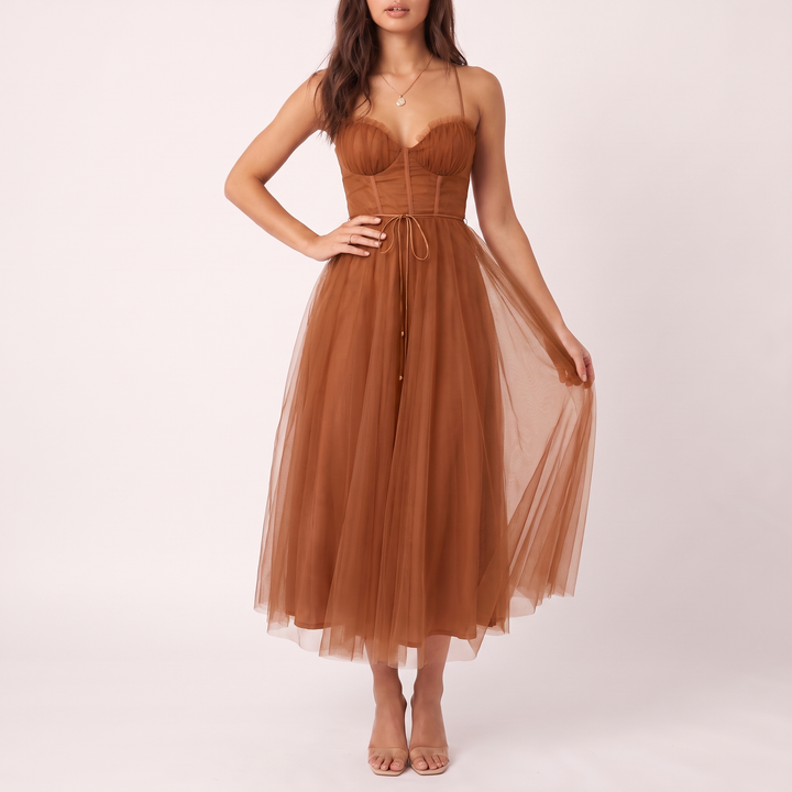 Siena Sweetheart Corset Tulle Midi Dress