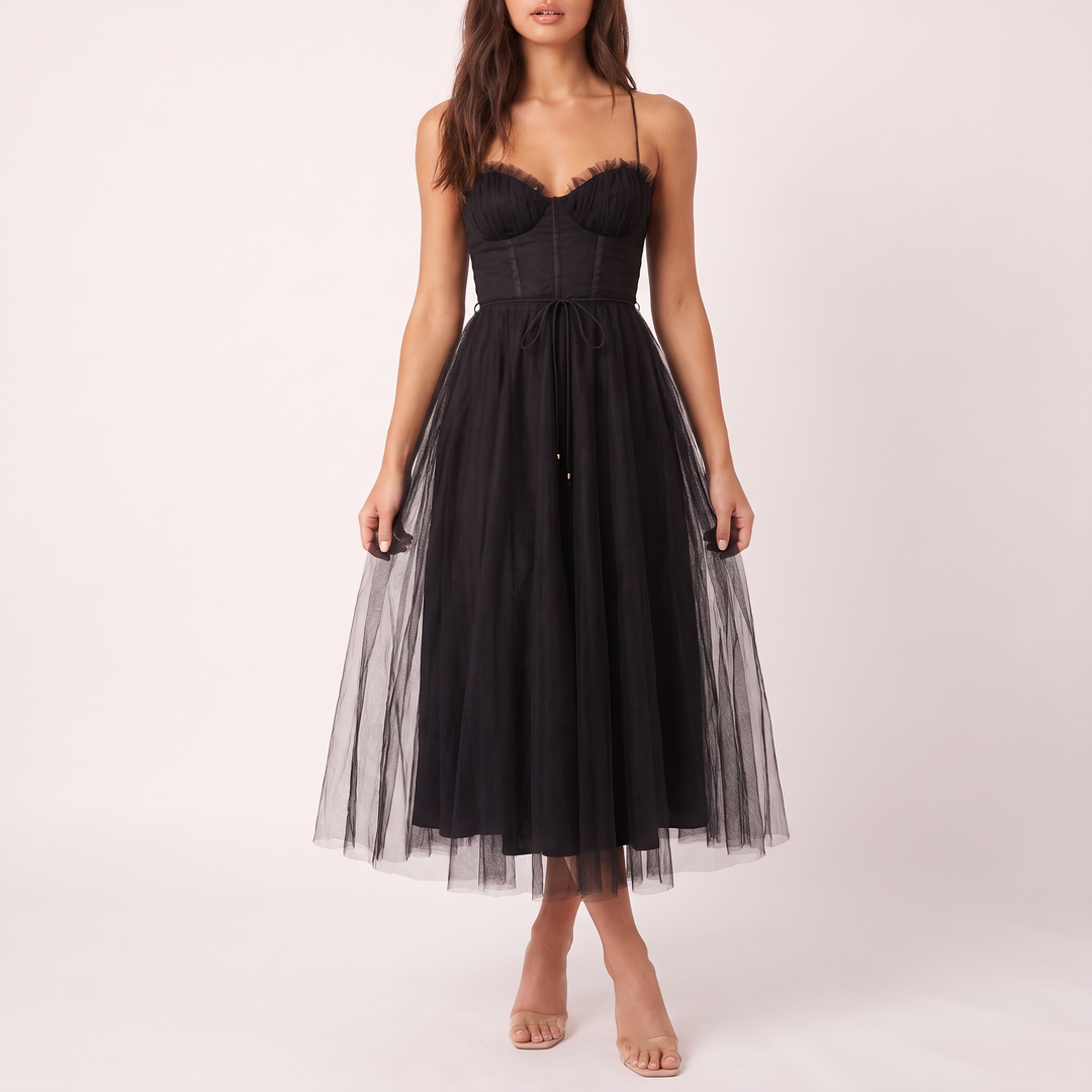 Siena Sweetheart Corset Tulle Midi Dress