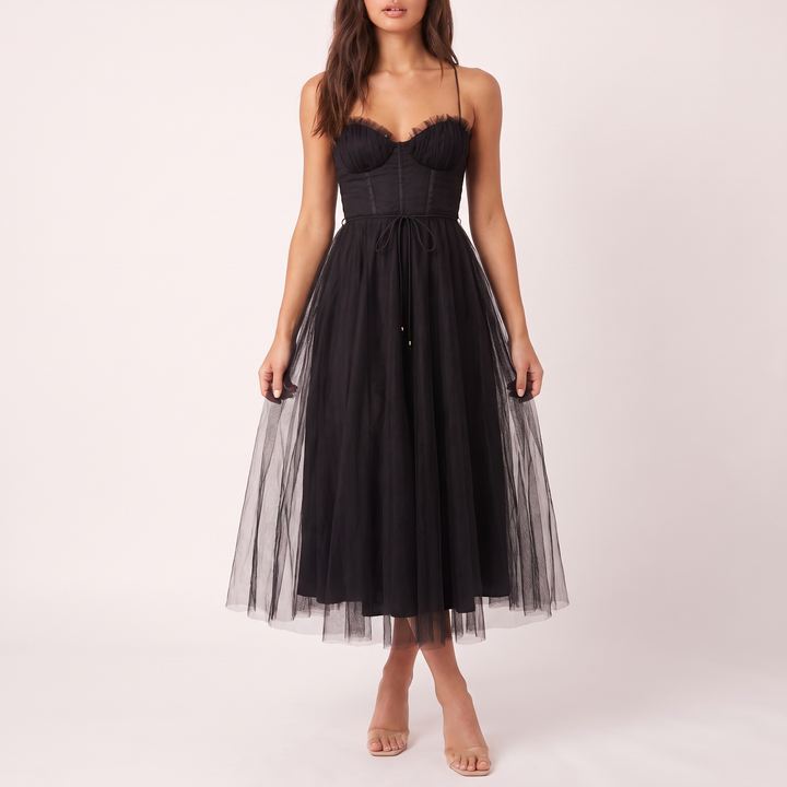 Siena Sweetheart Corset Tulle Midi Dress