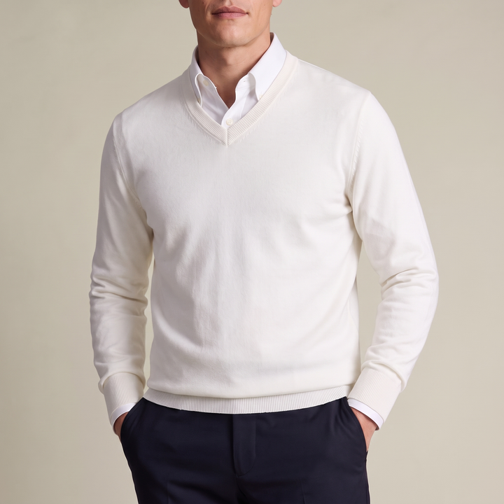 Valencia Classic Fine-Knit V-Neck Sweater