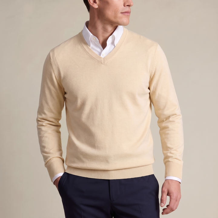 Valencia Classic Fine-Knit V-Neck Sweater