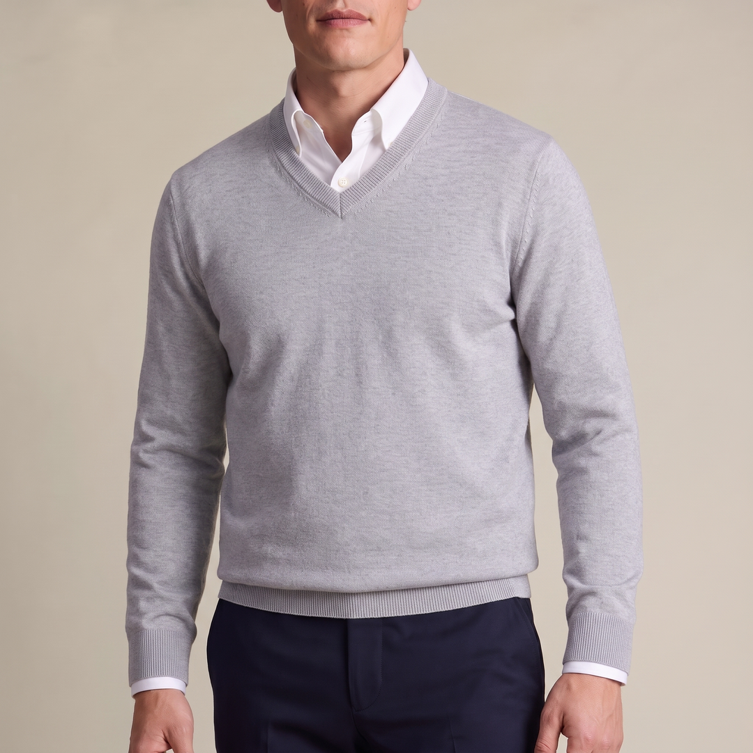 Valencia Classic Fine-Knit V-Neck Sweater