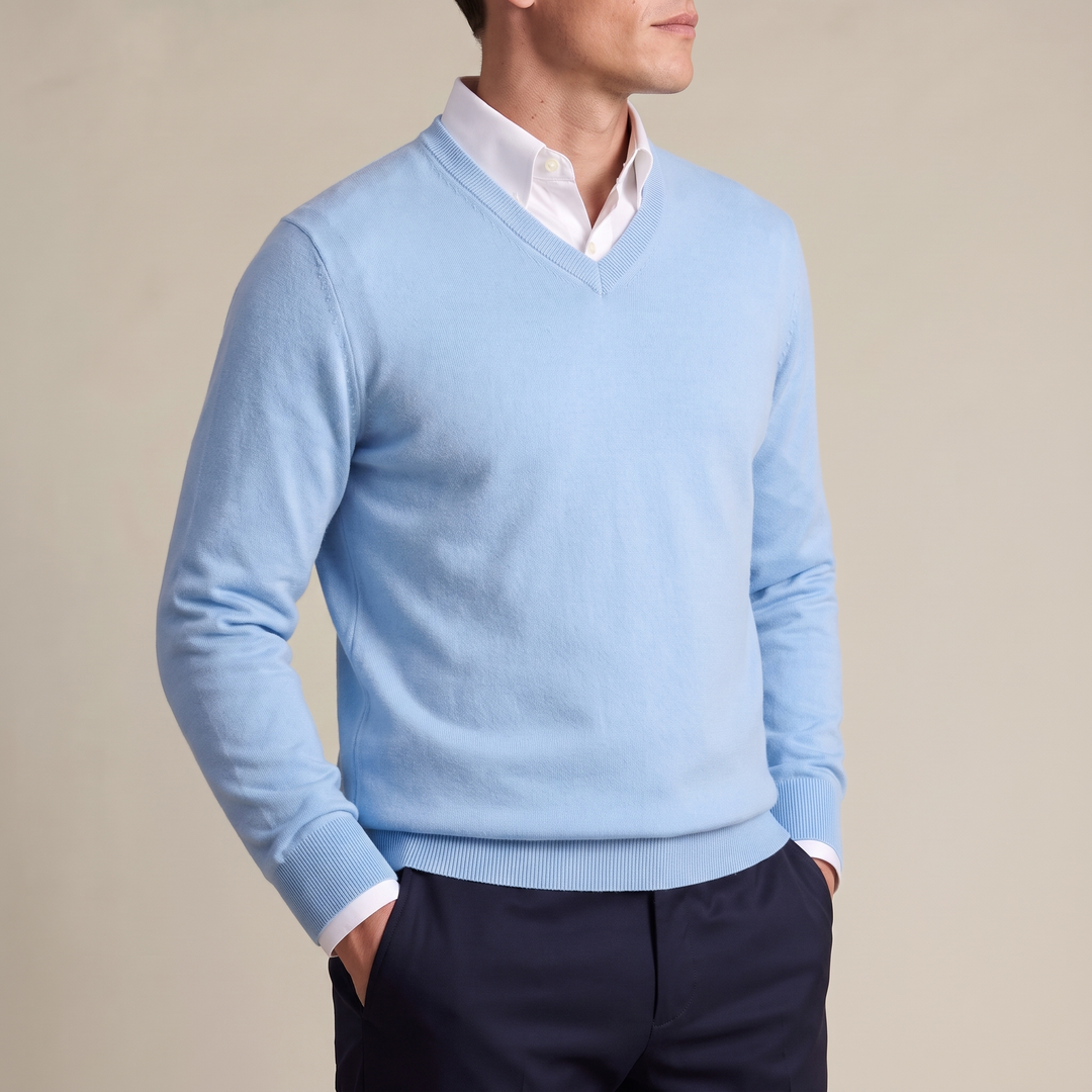 Valencia Classic Fine-Knit V-Neck Sweater