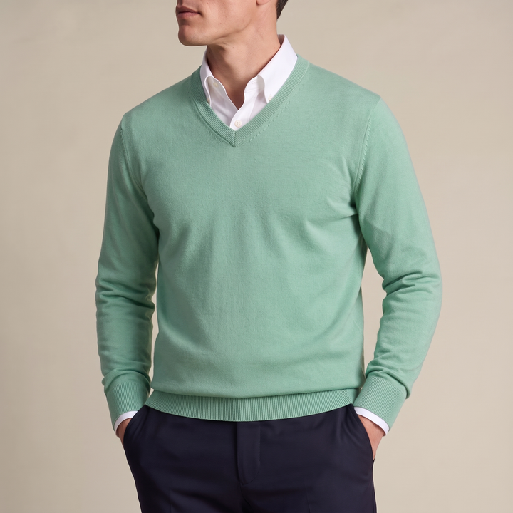 Valencia Classic Fine-Knit V-Neck Sweater