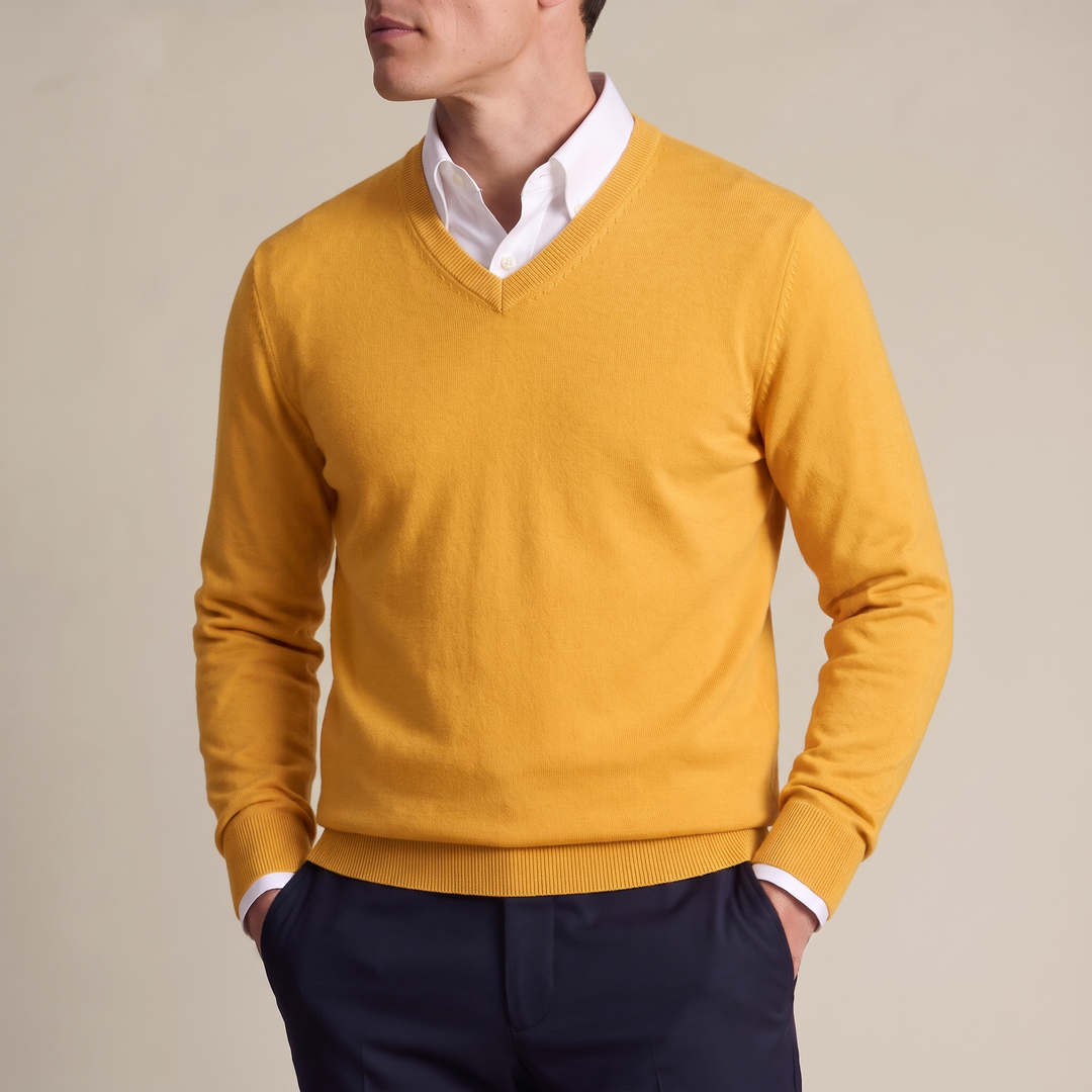 Valencia Classic Fine-Knit V-Neck Sweater