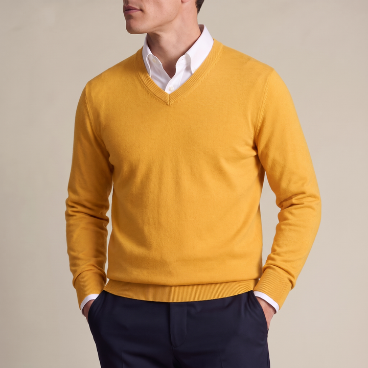 Valencia Classic Fine-Knit V-Neck Sweater