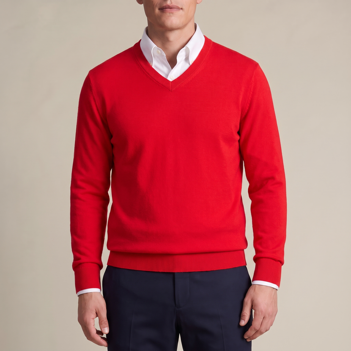 Valencia Classic Fine-Knit V-Neck Sweater