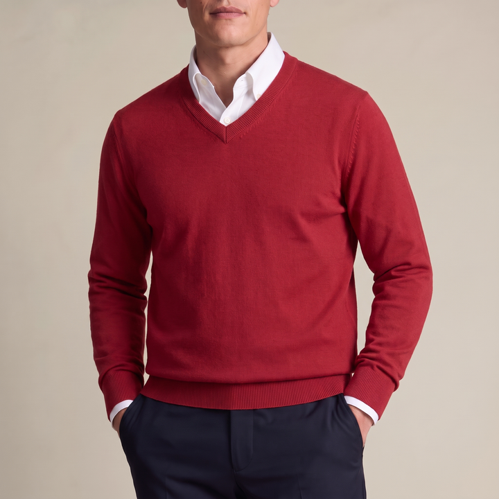 Valencia Classic Fine-Knit V-Neck Sweater