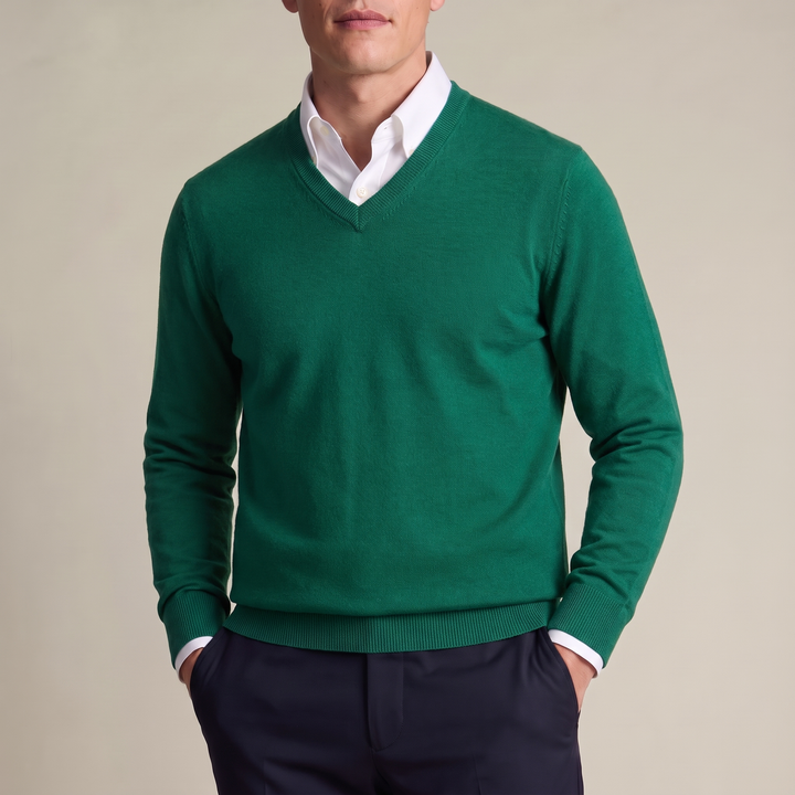 Valencia Classic Fine-Knit V-Neck Sweater